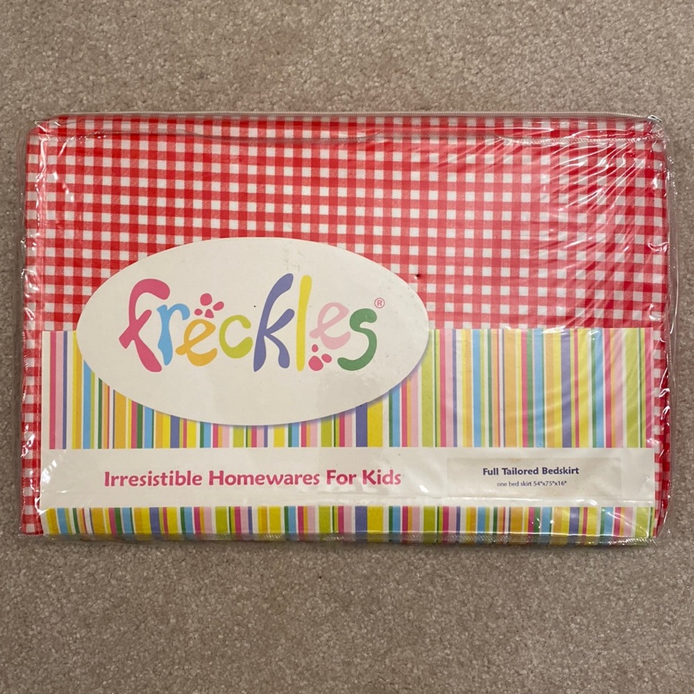 Red and white gingham Full size bedskirt by Freckles